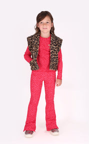 Georgie Teddy Gilet Panterprint Bruin