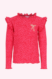 Tiff Long Sleeve Shirt Pink Leopard Print