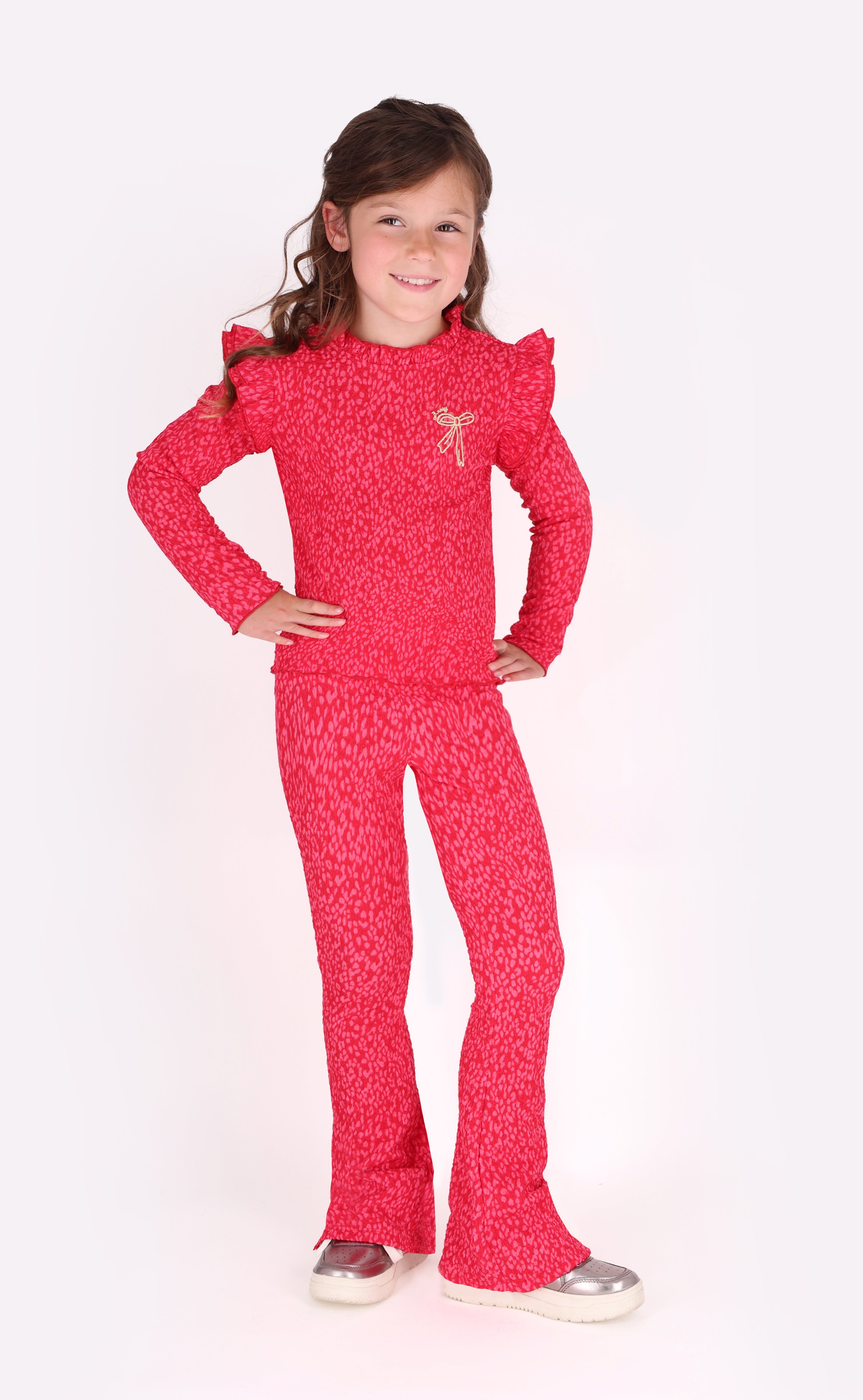 Tiff Long Sleeve Shirt Pink Leopard Print