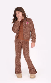 Phae Flared Trousers Brown Leopard Print