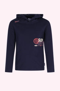 Maglia a maniche lunghe con cappuccio Ted blu scuro - Blu navy / 98