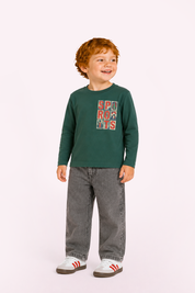 Mini Tobias Lange Mouwen Shirt Donkergroen